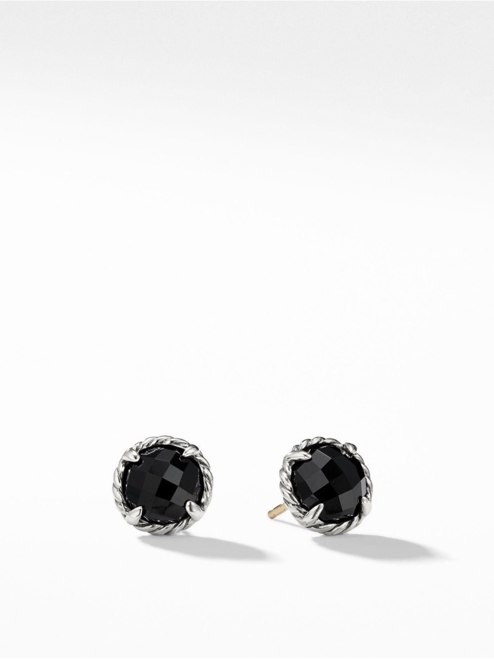 NWT David Yurman Black Onyx Stone Rope-Edge Stud Earrings